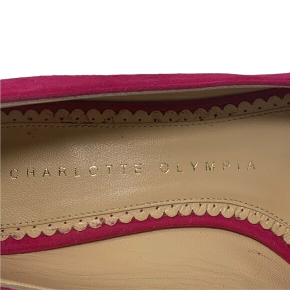 Rare Charlotte Olympia Sugar Skull Pink Suede Embroidered Round Toe Loafers 4 - Picture 11 of 12